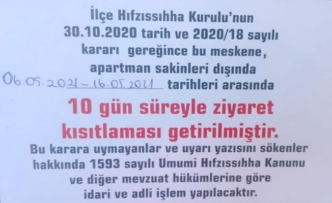 O ilçede bir apartman karantinaya alındı!